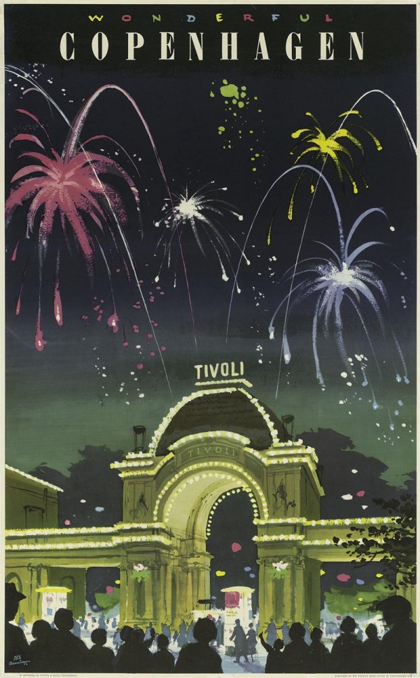 Wonderful Copenhagen vintage travel poster  Print